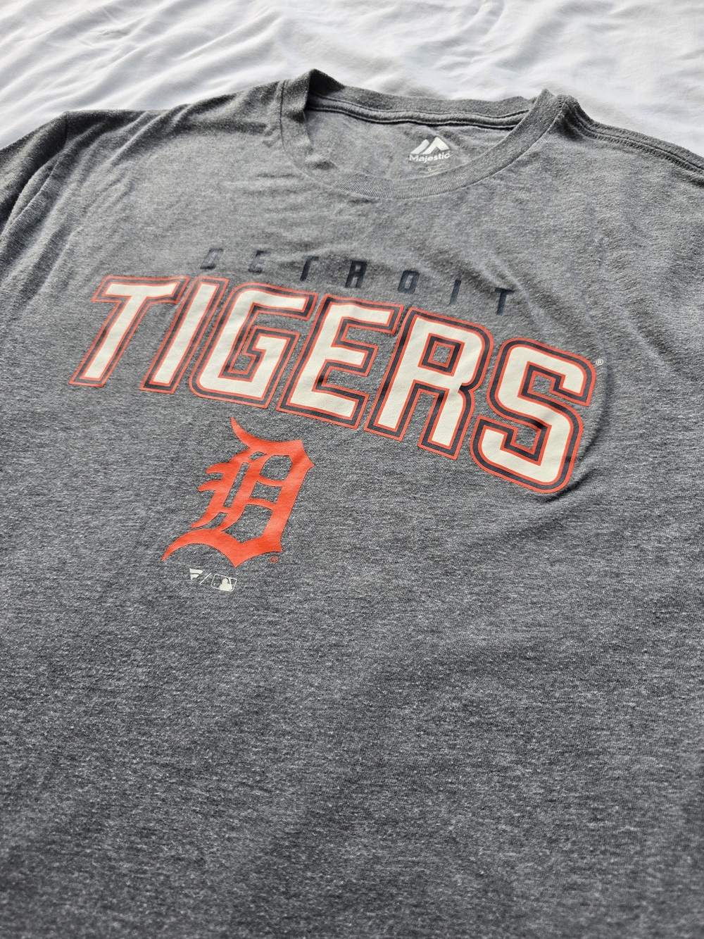 Detroit Tigers Majestic Gray Graphic T Shirt Mens Large MLB Baseball